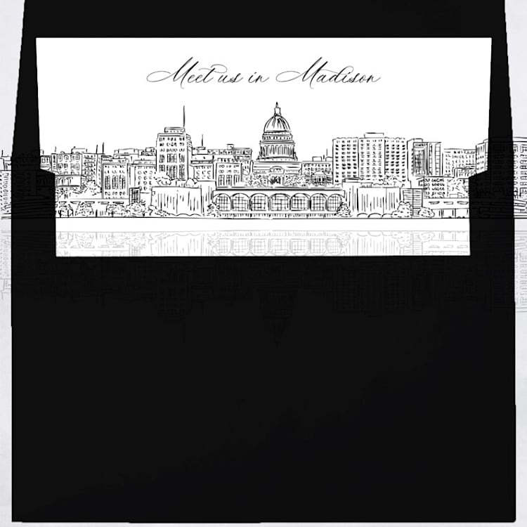"Madison Wisconsin Skyline Envelope Liner with custom text/saying | Set of 10 | For 5x7 Minted Square Flap Envelope" - Envelope Liners in white by Kimee Meyer