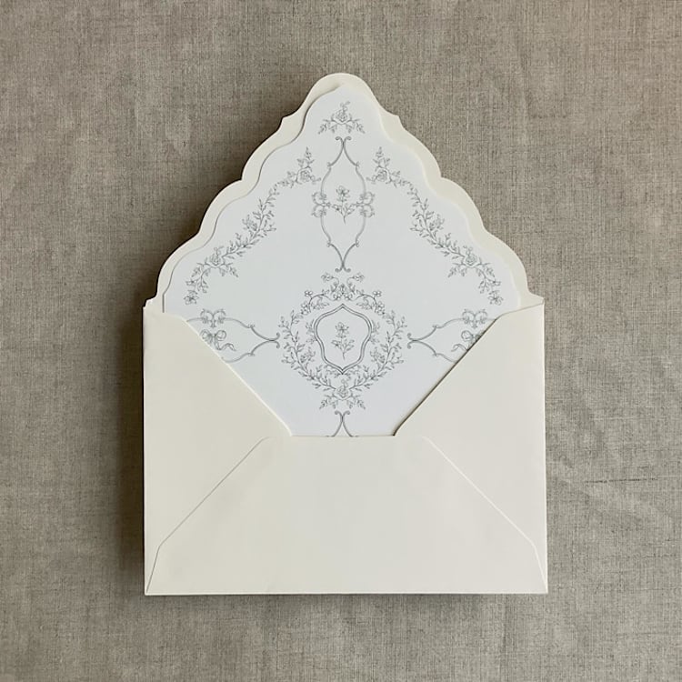 "grace floral dusty sage envelope liner for A7 euro flap envelope | pack of 10" - Envelope Liners in green by Ivory Invitations