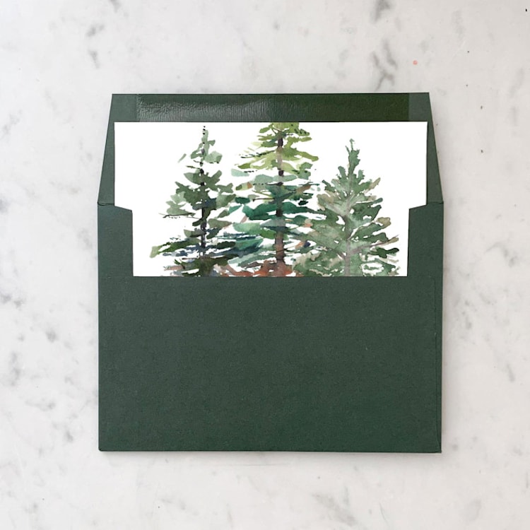 "A7 Envelope Liners Winter Christmas Trees (set of 10) Square" - Envelope Liners in green by Design by Laney