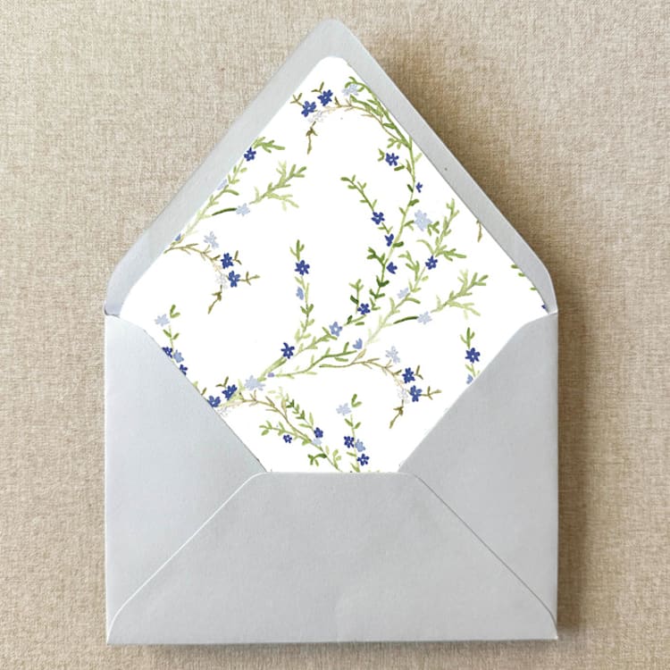 "Blue Floral Envelope Liner | Set of 10 | For 5x7” Invitations" - Envelope Liners in blue by Cotton and Bow