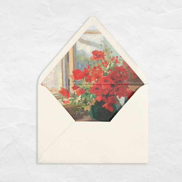 "A7 Fine Art Envelope Liners // Crimson Poppies (Set of 25)" - Envelope Liners in red by Clover and Lamb