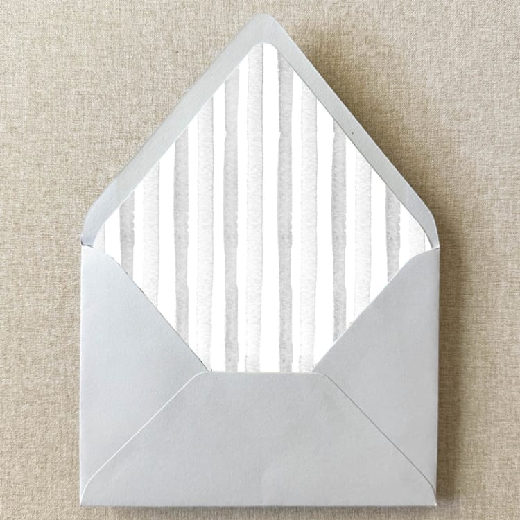"Grey Stripe Envelope Liner | Set of 10 | For 5x7” Invitations" - Envelope Liners in gray by Cotton and Bow