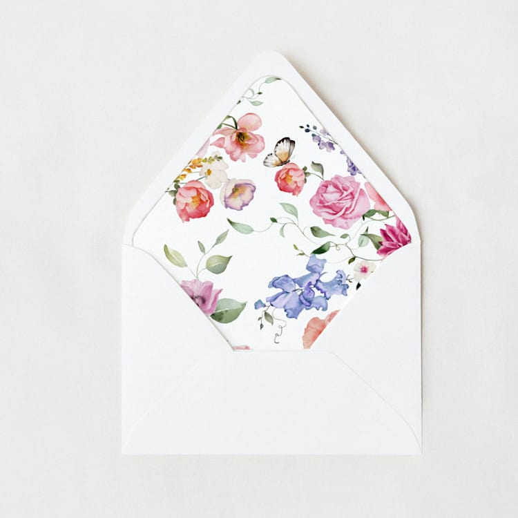 "Springtime Flutter Envelope Liner | Set of 25 Euro Envelope Liners" - Envelope Liners in pink by Nikki Turner