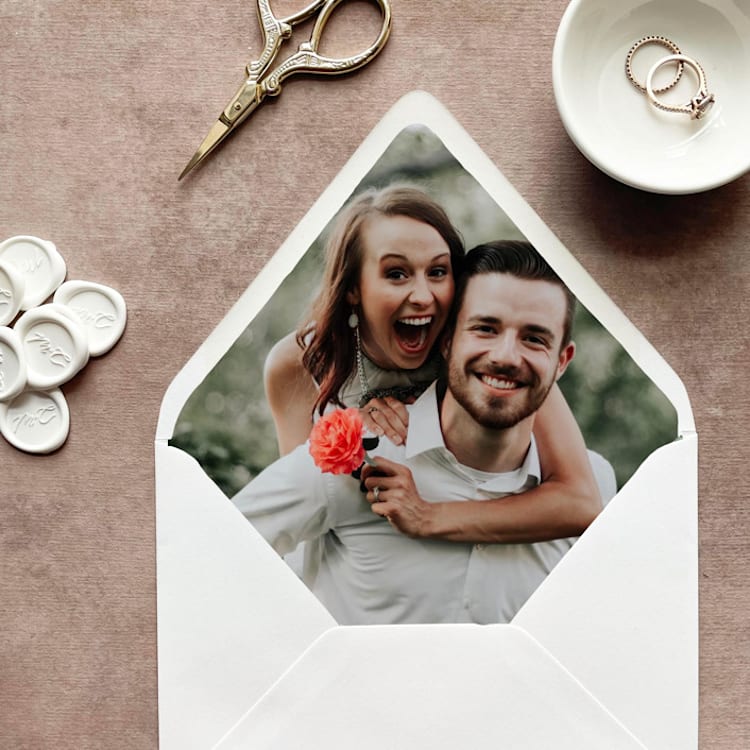 "Custom Photo Envelope Liners | Set of 10 | For 5x7” invitations" - Envelope Liners in multicolor by Cotton and Bow