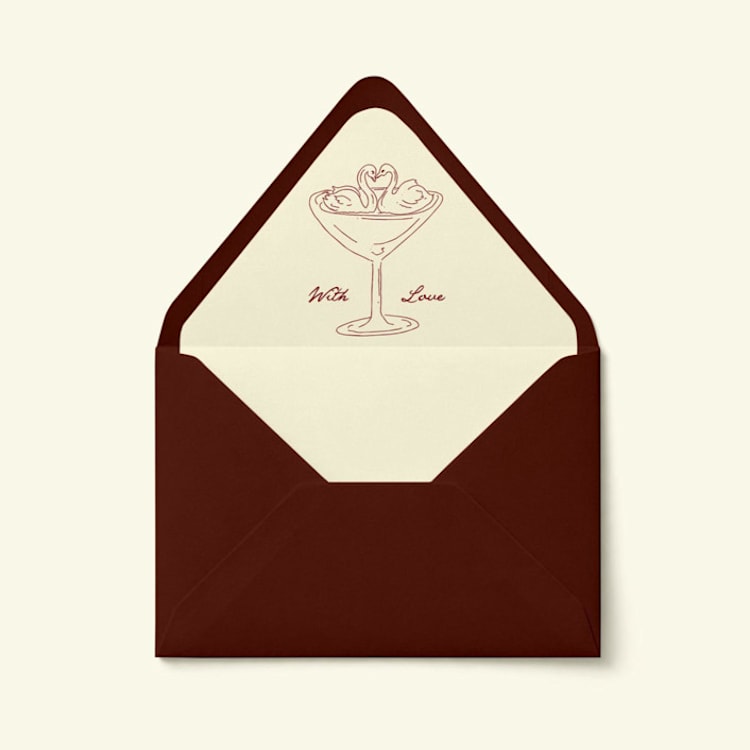 "With Love Swan Cocktail Envelope Liner | Set of 10" - Envelope Liners in multicolorassorted-colors by Paper Haven