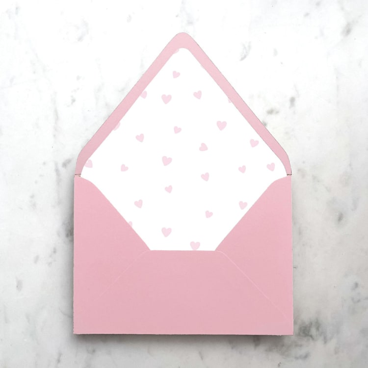 "A7 Envelope Liners Pink Cute Hearts (set of 10)" - Envelope Liners in pink by Design by Laney