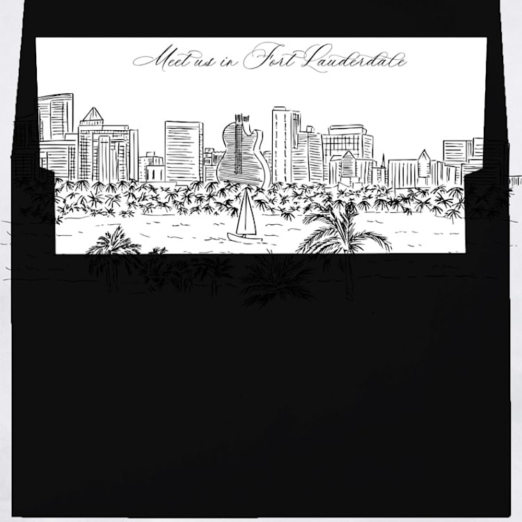 "Fort Lauderdale Skyline Envelope Liner with custom text/saying | Set of 10 | For 5x7 Minted Square Flap Envelope" - Envelope Liners in white by Kimee Meyer