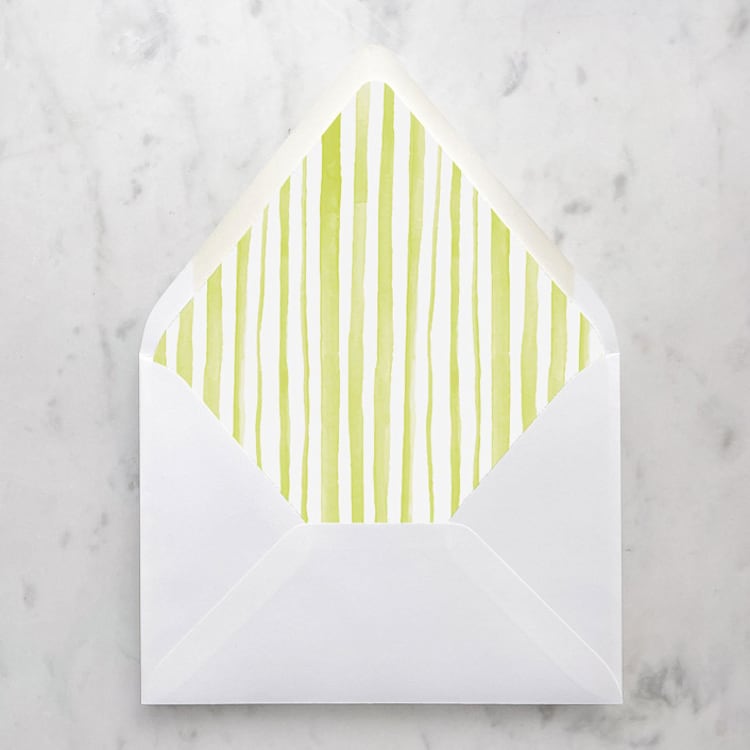 "A7 Envelope Liners Chartreuse Green Stripes (set of 10)" - Envelope Liners in green by Design by Laney