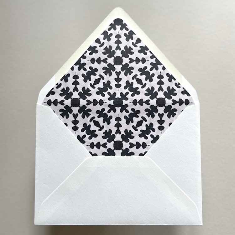 "A7 Euro Flap Envelope Liners | Isabella| in Black & Cream | Pack of 10" - Envelope Liners in black by Renée Stramel