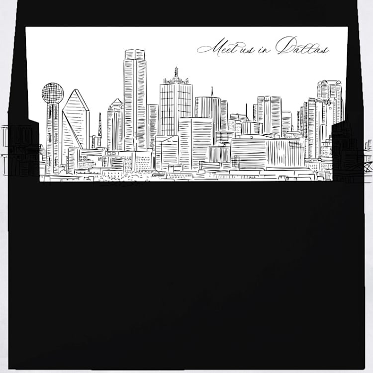 "Dallas Texas Skyline Envelope Liner with custom text/saying | Set of 10 | For 5x7 Minted Square Flap Envelope" - Envelope Liners in white by Kimee Meyer