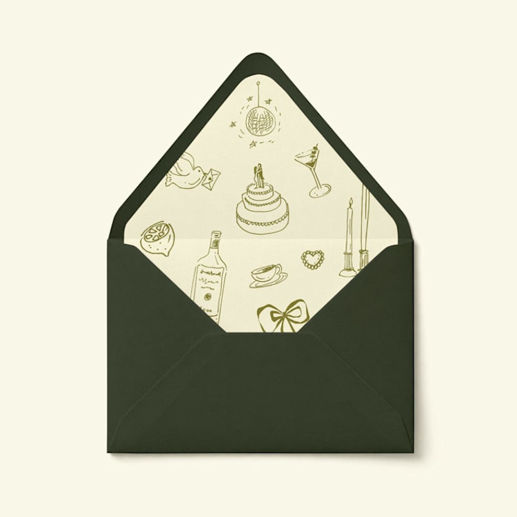 "Wedding Celebration Doodles Envelope Liner | Set of 10" - Envelope Liners in multicolorassorted-colors by Paper Haven