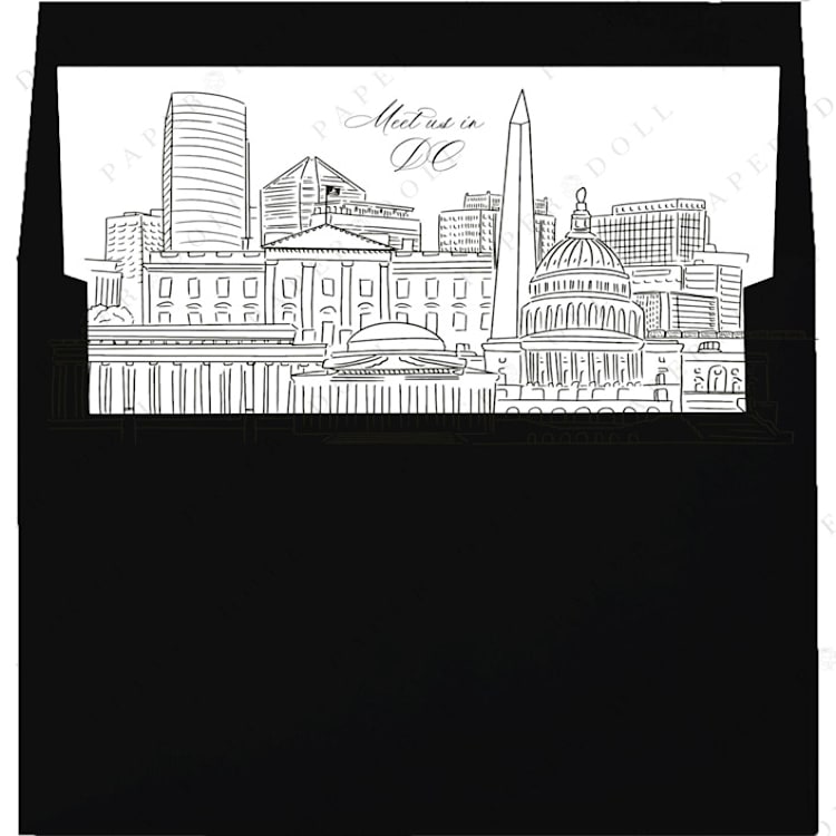 "Washington, D.C./ US Capital Skyline Envelope Liner with custom text/saying | Set of 10 | For 5x7 Minted Square Flap Envelope" - Envelope Liners in white by Kimee Meyer