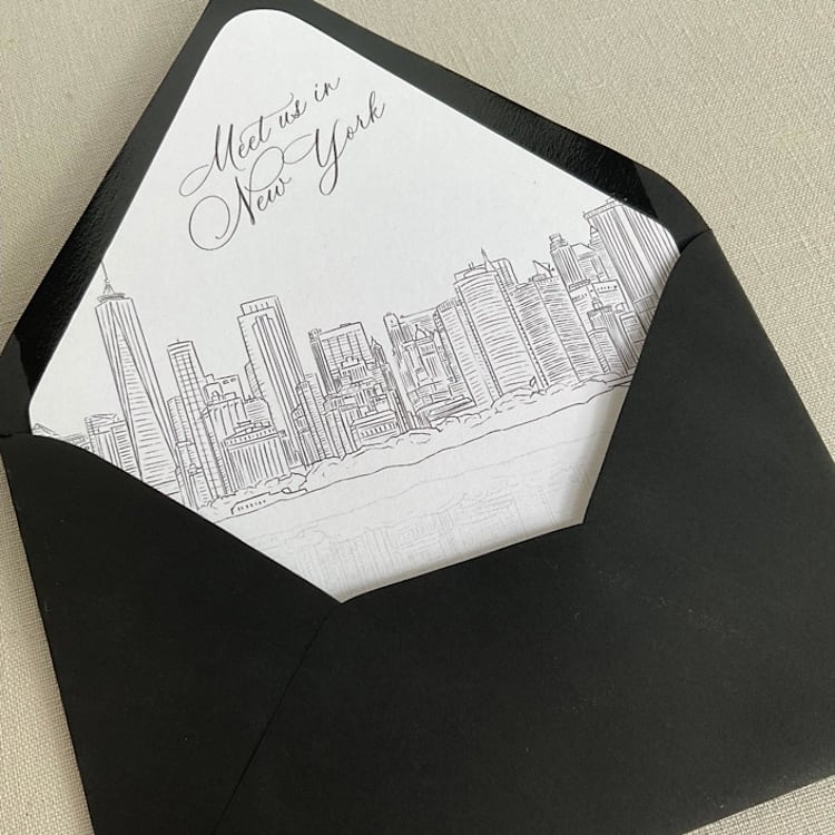 "New York City Skyline Envelope Liner | Set of 10" - Envelope Liners in white by Kimee Meyer