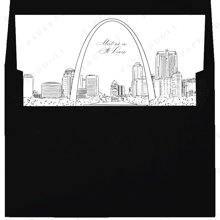 "St. Louis Skyline Envelope Liner with custom text/saying | Set of 10 | For 5x7 Minted Square Flap Envelope" - Envelope Liners in white by Kimee Meyer