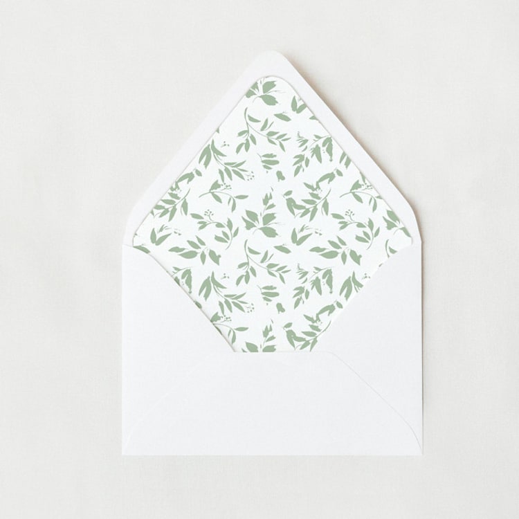 "Floral Sage Liner | Set of 25 Euro Envelope Liners" - Envelope Liners in green by Nikki Turner
