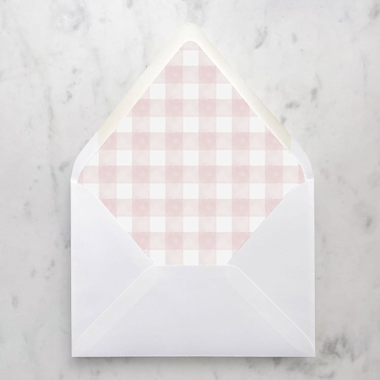 "A7 Envelope Liners Pink Gingham (set of 10)" - Envelope Liners in pink by Design by Laney