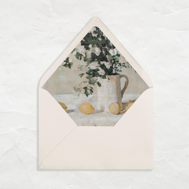 "A7 Fine Art Envelope Liners // Flowers + Lemons (Set of 25)" - Envelope Liners in yellow by Clover and Lamb