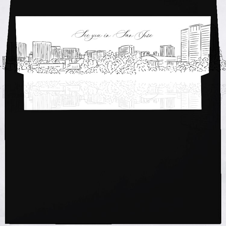 "San Jose Skyline Envelope Liner with custom text/saying | Set of 10 | For 5x7 Minted Square Flap Envelope" - Envelope Liners in white by Kimee Meyer