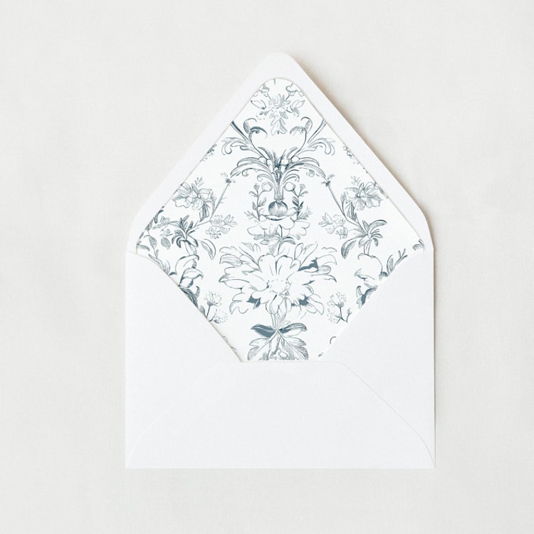 "Blue Toile de Jouy Envelope Liner | Set of 25 Euro Envelope Liners" - Envelope Liners in blue by Nikki Turner