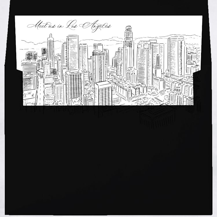 "Downtown Los Angeles Skyline Envelope Liner with custom text/saying | Set of 10 | For 5x7 Minted Square Flap Envelope" - Envelope Liners in white by Kimee Meyer