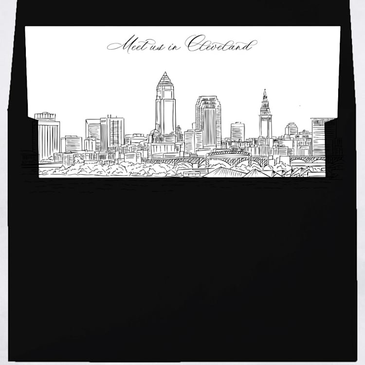 "Cleveland, Ohio Skyline Envelope Liner with custom text/saying | Set of 10 | For 5x7 Minted Square Flap Envelope" - Envelope Liners in white by Kimee Meyer