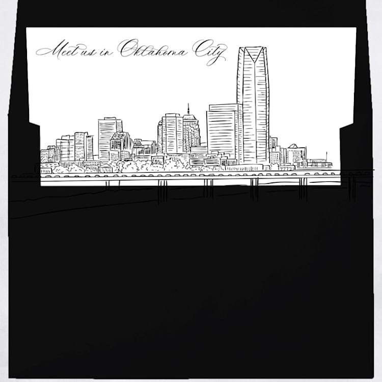 "Oklahoma City Skyline Envelope Liner with custom text/saying | Set of 10 | For 5x7 Minted Square Flap Envelope" - Envelope Liners in white by Kimee Meyer