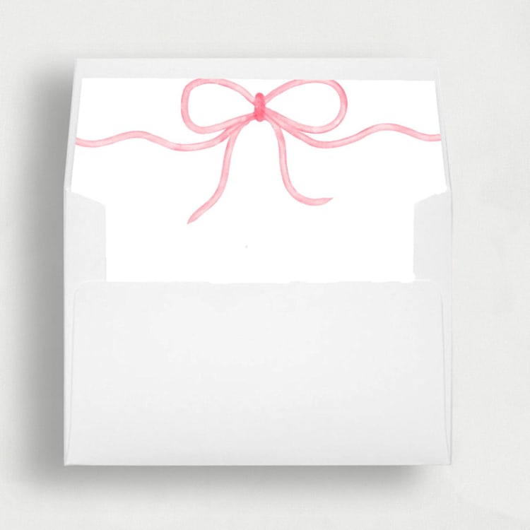 "Dainty Pink Bow Liner | Set of 25 Square Envelope Liners" - Envelope Liners in pink by Nikki Turner