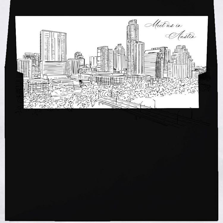 "Austin Skyline Envelope Liner with custom text/saying | Set of 10 | For 5x7 Minted Square Flap Envelope" - Envelope Liners in white by Kimee Meyer
