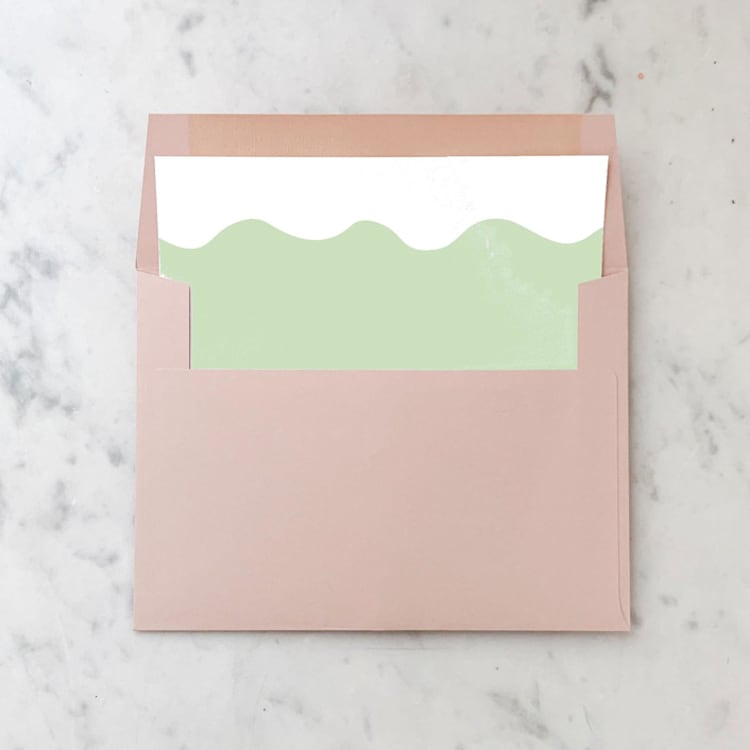 "A7 Envelope Liners Green Squiggle Square Flap (set of 10)" - Envelope Liners in green by Design by Laney