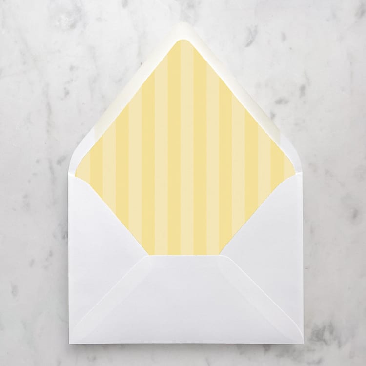 "A7 Envelope Liners Yellow Stripes Flap (set of 10)" - Envelope Liners in yellow by Design by Laney
