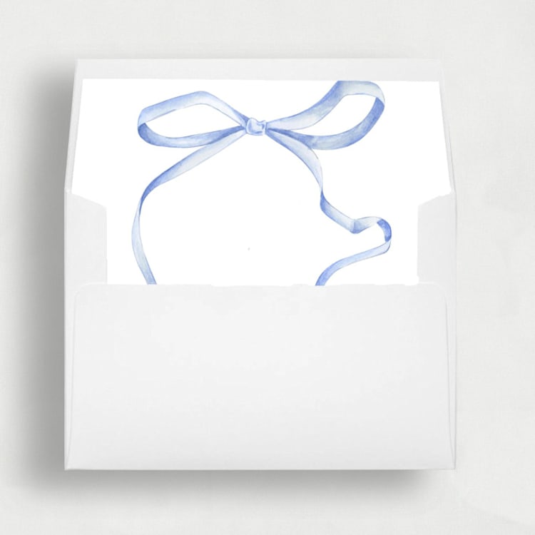 "Dainty Blue Bow Liner | Set of 25 Square Envelope Liners" - Envelope Liners in blue by Nikki Turner