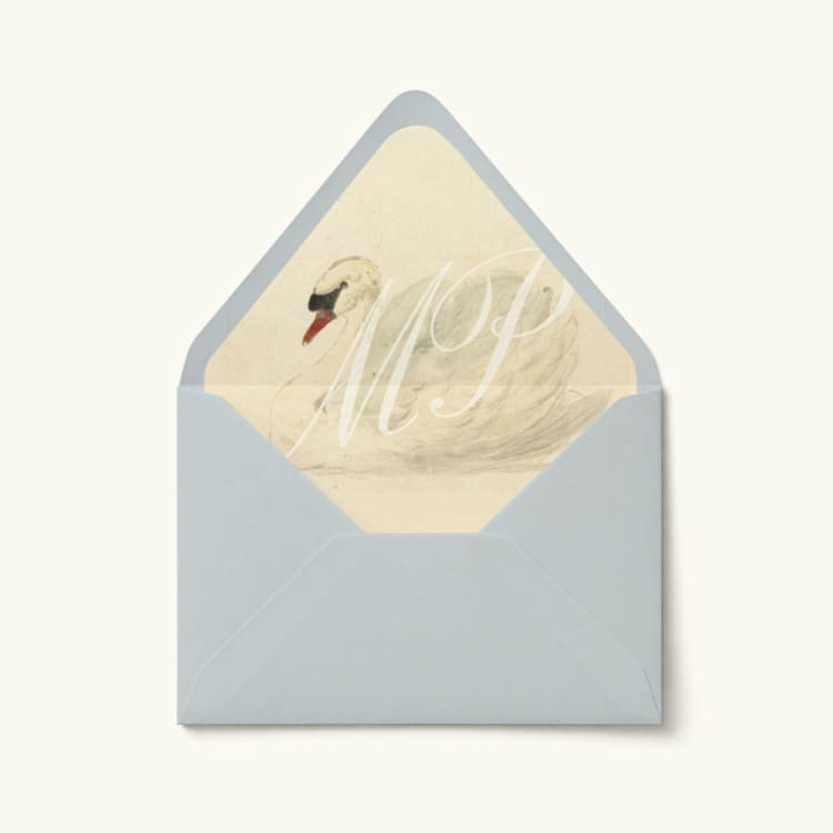 "Monogram Vintage Swan Envelope Liner | Set of 10" - Envelope Liners in beige by Paper Haven
