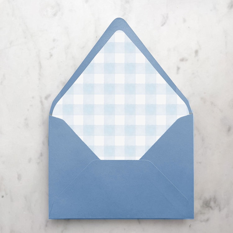 "A7 Envelope Liners Dusty Blue Gingham (set of 10)" - Envelope Liners in blue by Design by Laney