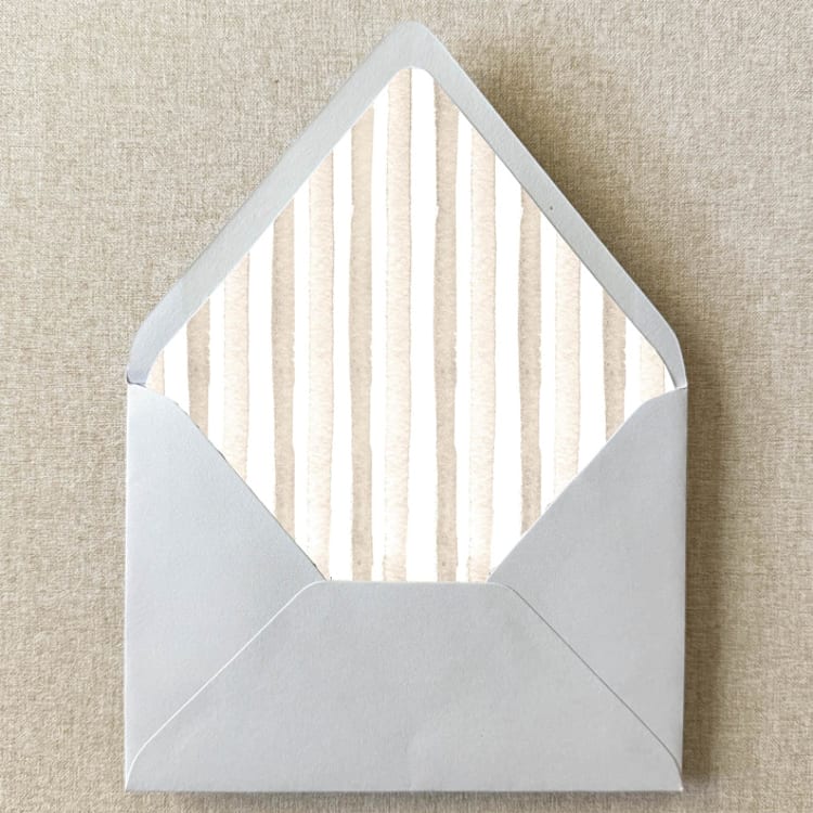 "Neutral Beige Stripe Envelope Liner | Set of 10 | For 5x7” Invitations" - Envelope Liners in beige by Cotton and Bow
