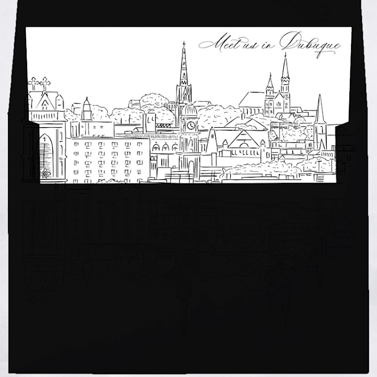 "Dubuque Iowa Skyline Envelope Liner with custom text/saying | Set of 10 | For 5x7 Minted Square Flap Envelope" - Envelope Liners in white by Kimee Meyer