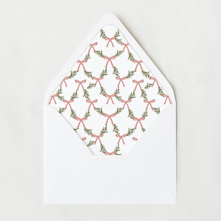 "Watercolor Holiday Trellis Liner | Set of 25 Euro Envelope Liners" - Envelope Liners in red by Nikki Turner