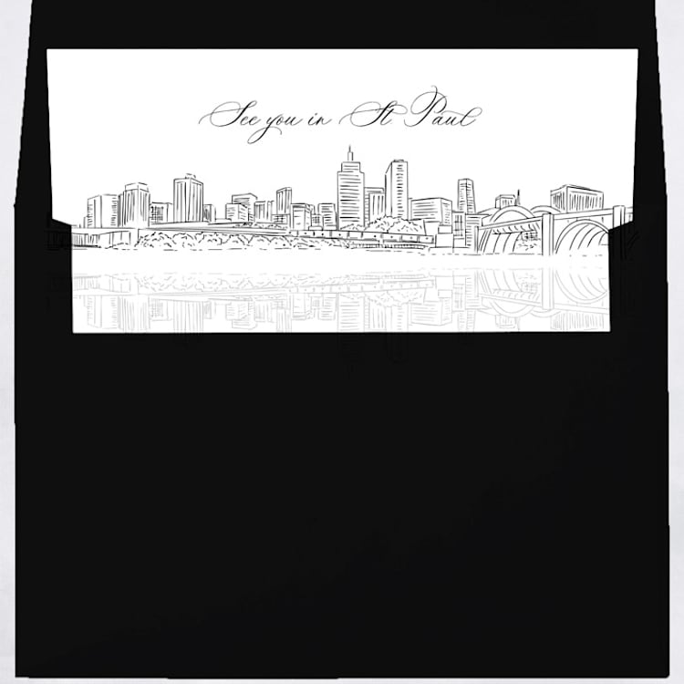 "St. Paul Minnesota Skyline Envelope Liner with custom text/saying | Set of 10 | For 5x7 Minted Square Flap Envelope" - Envelope Liners in white by Kimee Meyer