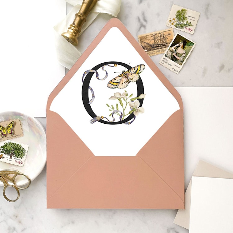 "A7 Vintage Garden Monogram (set of 10)" - Envelope Liners in multicolor by Design by Laney