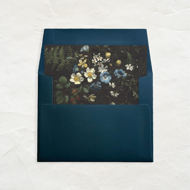 "A7 Envelope Liners Square Flap // Flowers + Ferns (Set of 25)" - Envelope Liners in black by Clover and Lamb