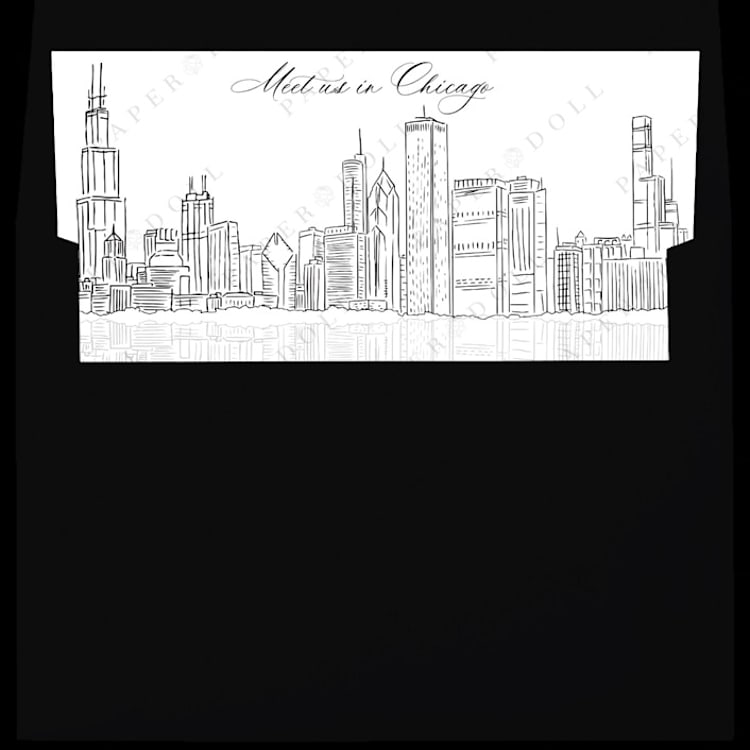 "Chicago Skyline Envelope Liner with custom text/saying | Set of 10 | For 5x7 Minted Square Flap Envelope" - Envelope Liners in white by Kimee Meyer