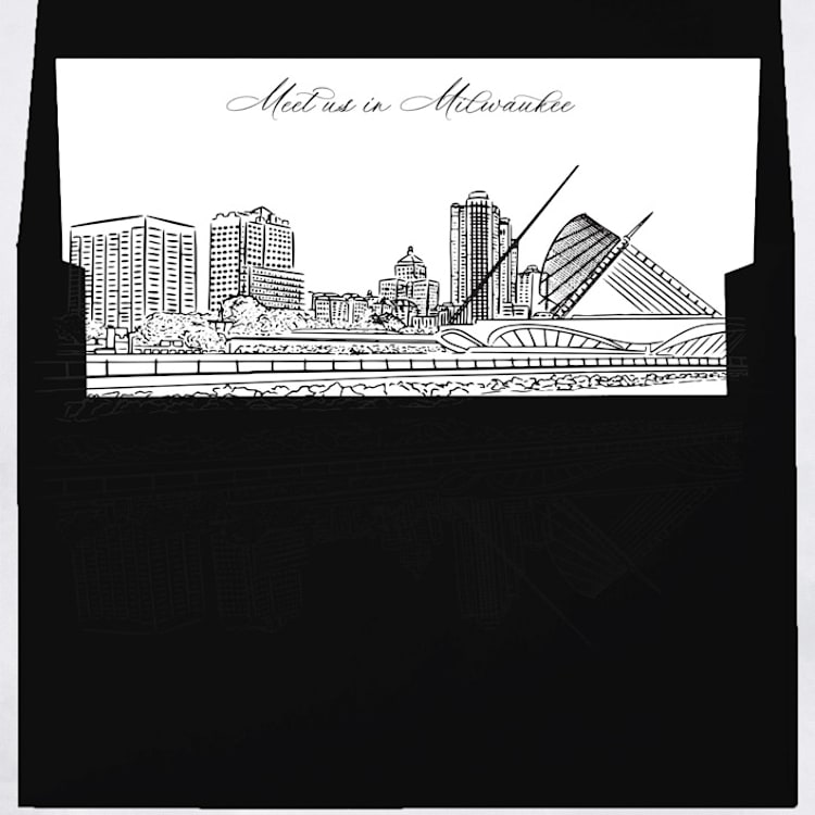 "Milwaukee Skyline Envelope Liner with custom text/saying | Set of 10 | For 5x7 Minted Square Flap Envelope" - Envelope Liners in white by Kimee Meyer