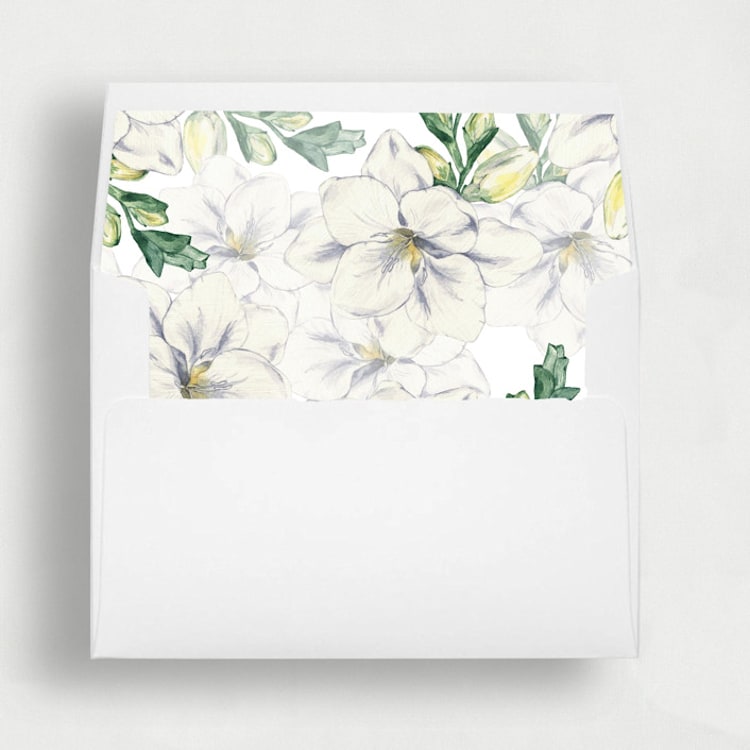 "White Floral Blossom Liner | Set of 25 Square Envelope Liners" - Envelope Liners in multicolor by Nikki Turner