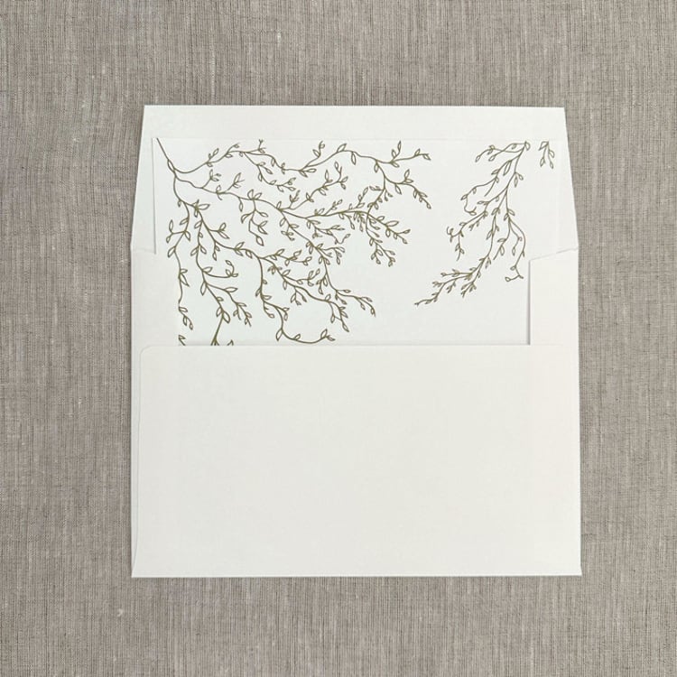 "Sage green greenery straight flap envelope liner for A7 (5"x7") invitations | Set of 10" - Envelope Liners in green by Orchid Studio
