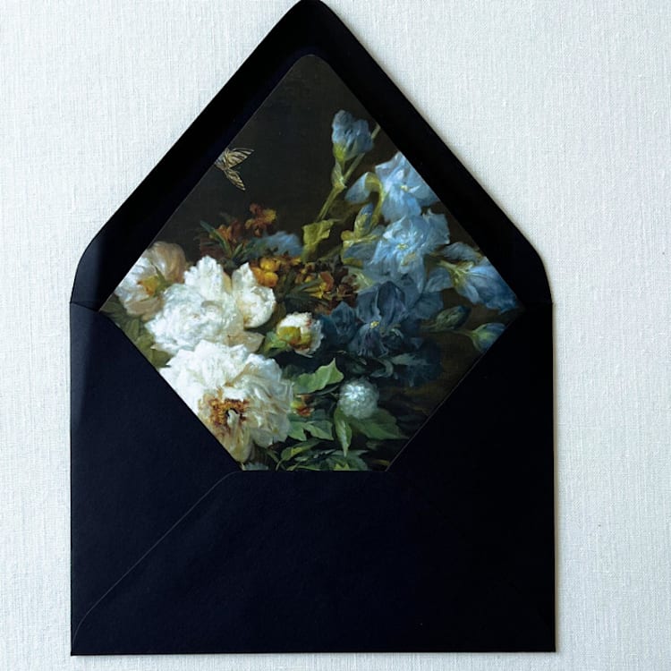 "A7 Envelope liners Fine Art Blue White Flowers | Set of 10" - Envelope Liners in multicolor by Eva Friesen