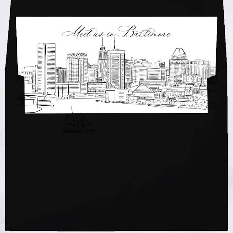 "Baltimore Skyline Envelope Liner with custom text/saying | Set of 10 | For 5x7 Minted Square Flap Envelope" - Envelope Liners in white by Kimee Meyer