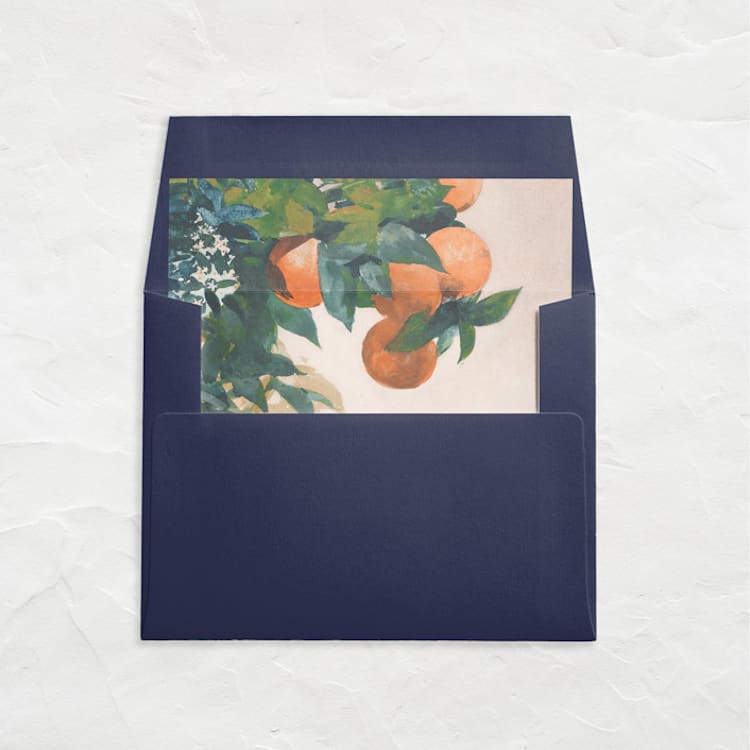 "A7 Fine Art Envelope Liners Square Flap // Citrus Canopy (Set of 25)" - Envelope Liners in orange by Clover and Lamb