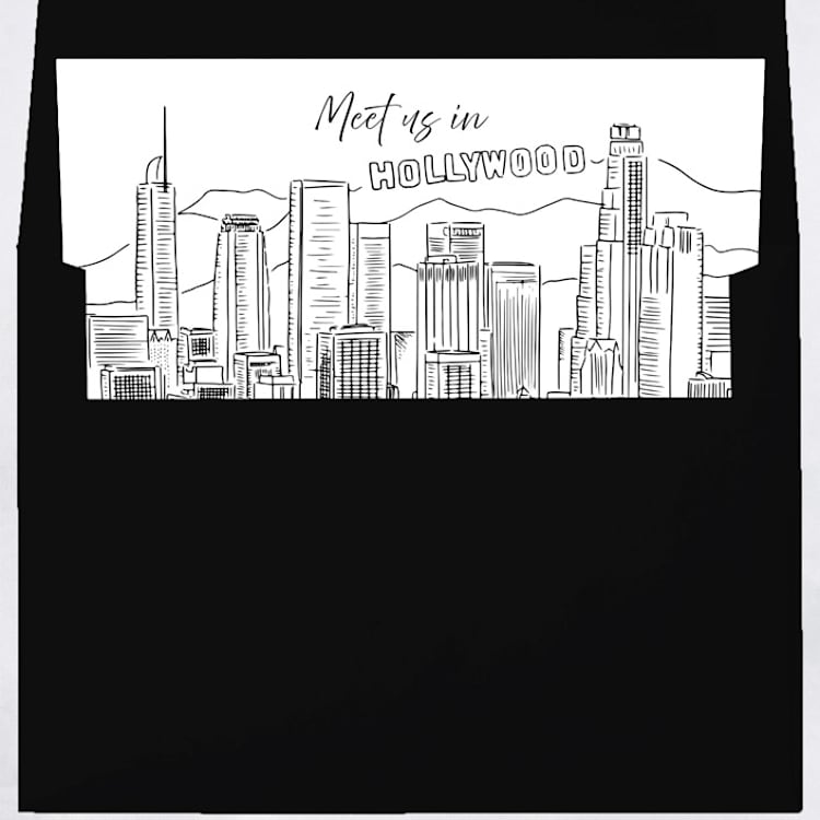 "Hollywood Sign Skyline Envelope Liner with custom text/saying | Set of 10 | For 5x7 Minted Square Flap Envelope" - Envelope Liners in white by Kimee Meyer