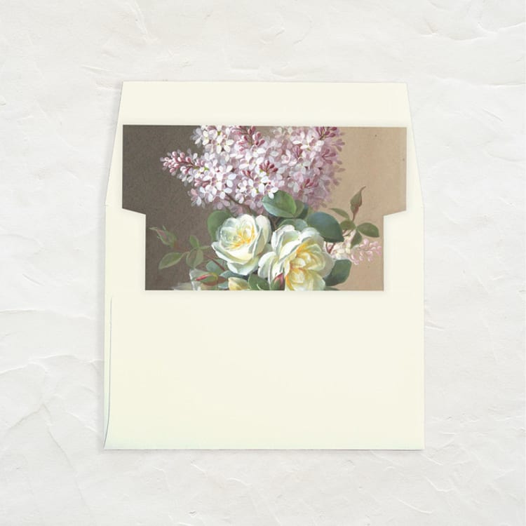 "A7 Fine Art Envelope Liners Square Flap // White Roses (Set of 25)" - Envelope Liners in multicolor by Clover and Lamb