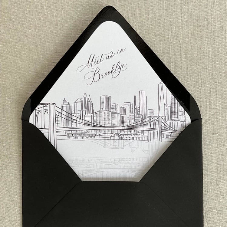 "Brooklyn Skyline Self-Adhesive Envelope Liner with custom text | Set of 10" - Envelope Liners in white by Kimee Meyer
