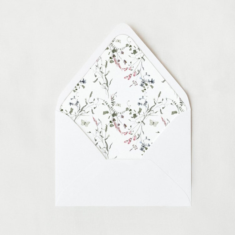 "Wildflower Butterfly | Set of 25 Euro Envelope Liners" - Envelope Liners in green by Nikki Turner